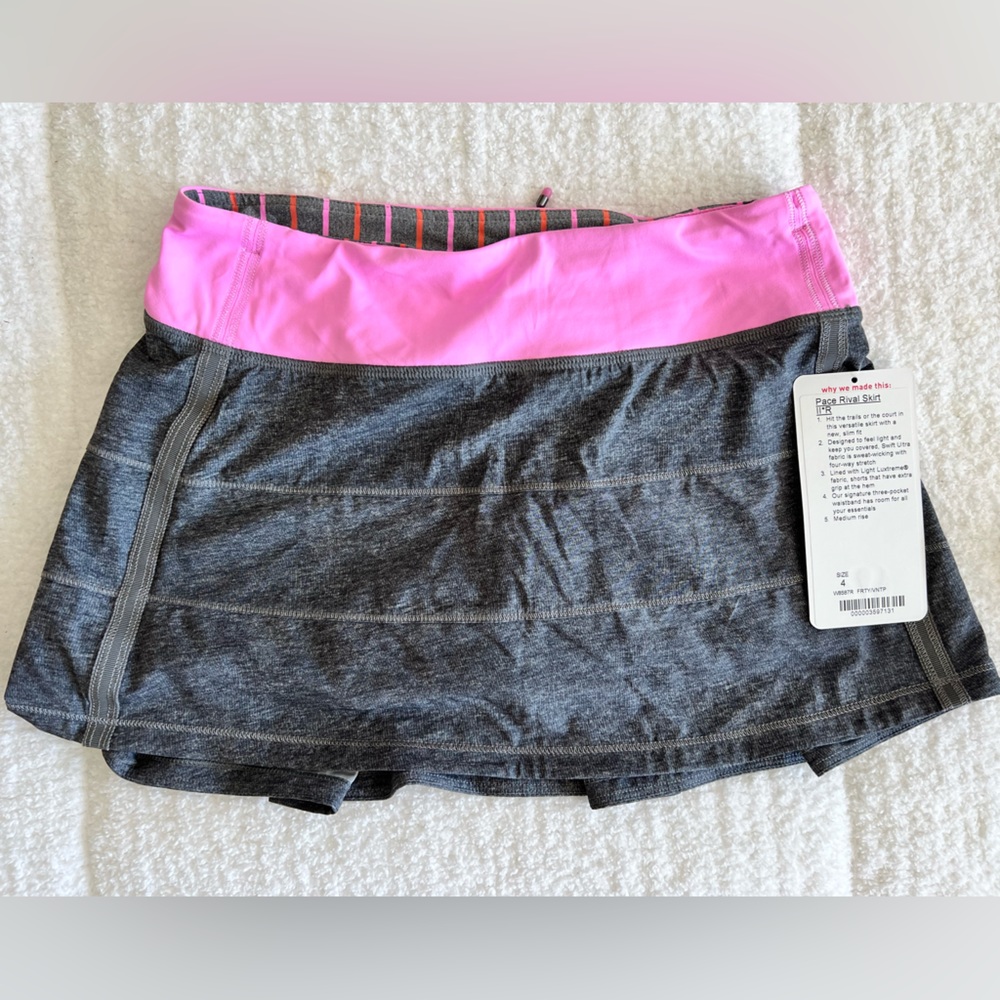 Lululemon Pace Rival Skirt Heathered Grey / Vintage Pink